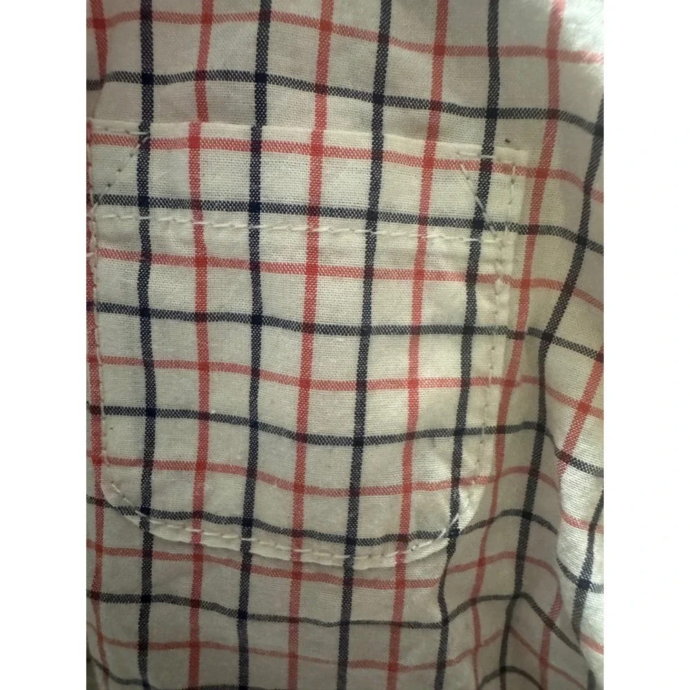 Janie and Jack Baby Boys Red Navy Plaid Button Down Bodysuit 6-12 Months